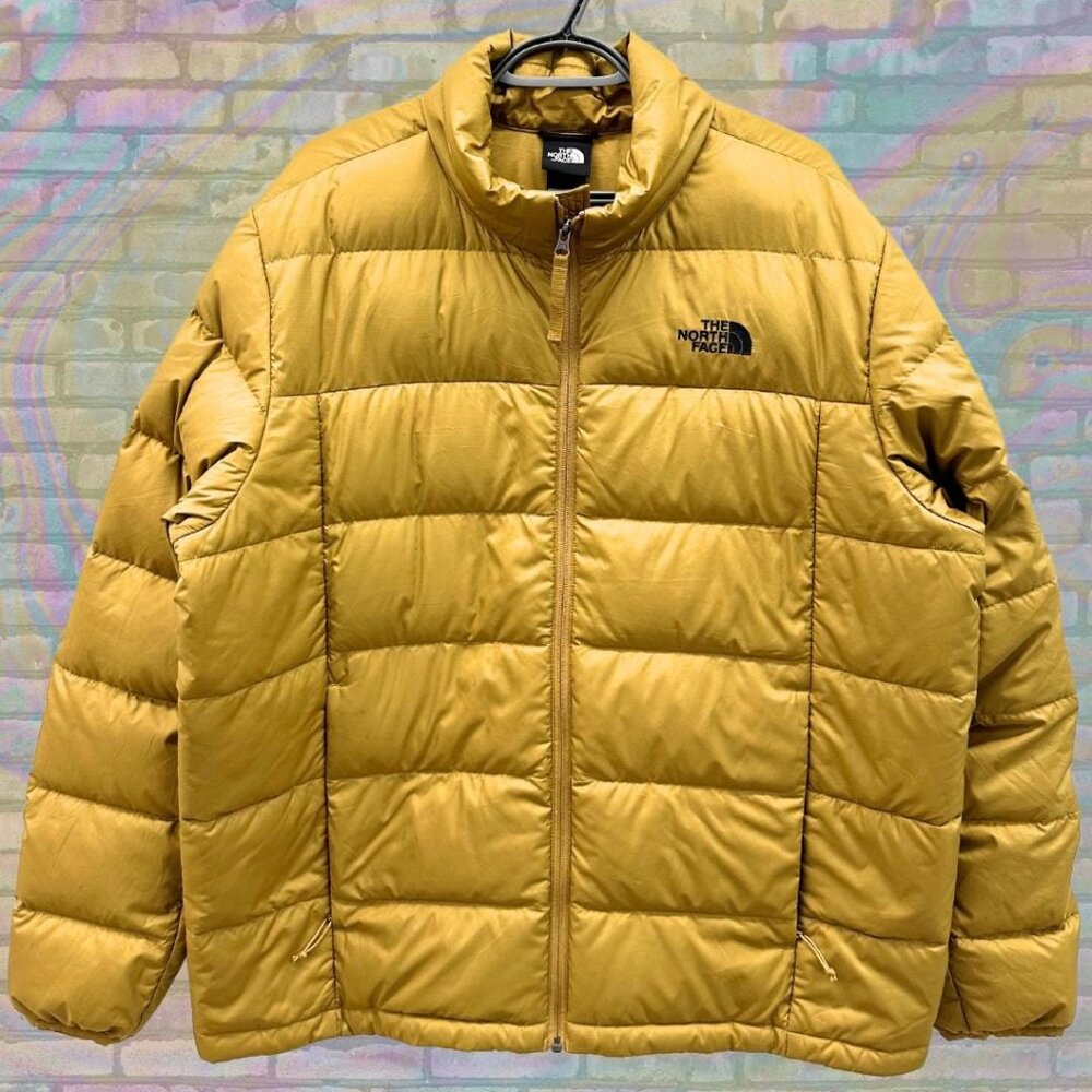 Retro North Face 550 Puffer Jacket - Mustard Yellow Insulated Coat Size XL